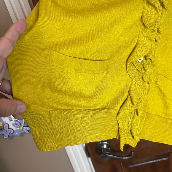 J. Crew Women's Mustard Ruffle Cardigan - Picture 8 of 12